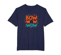 Bow Wow Wow Playful Dog Lover Design with Paw T-Shirt, Men's Big and Tall, Navy, 2X Tall
