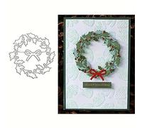 Bow Wreath Metal Die Cuts,Merry Christmas Squqre Frame Cutting Dies Cut Stencils DIY Scrapbooking Decorative Embossing Paper Party Wedding Card Making