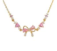 Bow Zircon Bracelet - Friendship is Like a Bow, Adjustable Ribbon Beaded Chain Bow Bracelet with White Pink Zircon for Girls Women, Elegant Friendship Bracelets for Birthday Christmas Party (A)