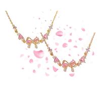 Bow Zircon Bracelet - Friendship is Like a Bow, Adjustable Ribbon Bows Beaded Chain Bracelets, Women Trendy Bracelet Gift for Her, Friendship Bracelets with White Pink Zircon (2pcs-b)