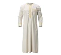Bowanadacles Muslim clothes for men kaftan for men Thobe for men Islam Moroccan Thobe men Thobe Islamic clothing, Cream, L