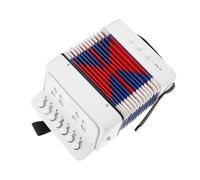 Bowarepro 10 Keys Button Control Accordion, Musical Instruments for Piano Education Gift Concertina Beginners, Small Lightweight 7 key 2 Bass Mini Accordion (White)