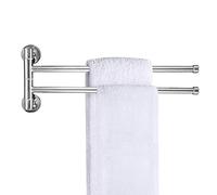 bowarepro 2-arm Swivel Towel Rails Fold Out Hardware Stainless Steel for Bathroom/Kitchen, Towel Hanger Wall Mounted Narrow Holder Rotatable Bath Towel Rod Arm Space Saver Rack Organizer