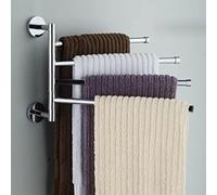 bowarepro 4-arm Swivel Towel Rails Hardware Stainless Steel 4-Bar Bathroom Kitchen fold out Towel Hanger Wall Mounted Holder, Narrow Rotatable Bath Towel Rod Arm, Perfect Space Saver Rack Organizer