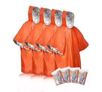 bowarepro 4 Pack Emergency Ponchos with Thickened Mylar Blanket Lining, Thermal Foil Coating Blanket for Heat Retention, Reversible Survival Rain Poncho with Hood for Family Camping Hiking