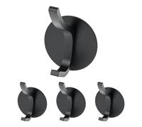 bowarepro 4Pcs Self Adhesive Coat Hook, Stick On Wall Hooks Bathroom Hand Towel Robe Clothes Coat Wall Hanging Hooks, Door Hanger Tea Towel Racks for Bag Robes Purses (Black)