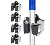 Bowarepro 5 Pcs Mop Holder Wall Mounted Broom Storage with Screws, Mop Broom Storage Rack Hooks Wall Mounted Clips Hangers for Bathroom Organization