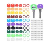 bowarepro 60 Pieces Colorful Key Cover Caps, Plastic Identifier Toppers Set, Key Head Protector Sleeves for House Organization Markers Coding Rings(3 Styles,10 Colors)