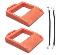 BOWATELLO Pallet Jack Chock 2 Pack - Rubber Non-Skid Truck Stop Chassis to Stabilize when Moving or in Trailer with Handle- Complete with 2 Rubber Straps with S Hooks