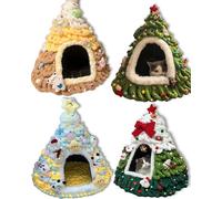 BowBabe DIY Christmas Tree Cat Cave Bed, Handmade Pet House with Plush Interior, Creative Holiday Project Kit with Decorative Accessories, Indoor Cat Furniture