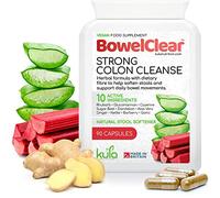 BowelClear - Strong Colon Cleanse Detox - Fast-Acting Herbal Laxatives for Constipation Relief in Adults - Natural Stool Softener with Aloe Vera, Fibre for Regular Bowel Movements - 90 Vegan Capsules