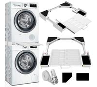 BOWEN EZ Stacking Kit for Tumble Washer and Dryer, Universal Washing Machine Stacking Kit with Shelf, Suitable for Washer with Width 53-68 cm, Adjustable Stacking Kit with Ratchet Rope