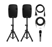 Bowens 8-Inch Bluetooth PA System - 500W Powered Speakers with Stands, Microphone - Party Speaker & DJ Speakers Outdoor Sound System, Microphone and Speaker Set for Events, Karaoke
