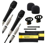 Bowens Dynamic Microphone 2-Pack - Wired Handheld XLR Mics with 15ft Cables, Professional Vocal Microphones for Singing, Karaoke, Podcasting, PA Systems, and Studio Recording Microfono