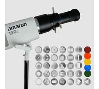 Bowens Mount Optical Snoot for Aputure Cob Light, Photography Spotlight Projector Conical Snoot,Compatible with Aputure Amaran 150/300c,600x Pro,Godox SL60 etc, 5 Color Filters, 31 Gobos