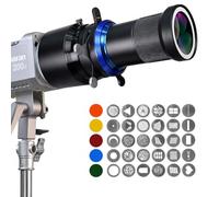 Bowens Mount Snoot Spotlight Gobo Projector with 4-Leaf Barndoor, for Aputure Amaran 60D/100D/200D, Godox SL60/100/150/200/300, 30 Gobos & 5 Color Filters (MAX)