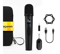 Bowens Wireless Microphone System - Karaoke Microphone Wireless with Receiver, Echo Control, LCD Display, USB-C Charging, 6.35mm Adapter - Cordless Mic for Singing, Speaking Parties, Events