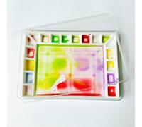 Bower Bird Ceramic Watercolor Palette 18well Rectangle Artist Professional Paint Palette for Acrylic,Gouache Painting Ceramic Mixing Tray (Porcelain) (7.8x5.7in(with Box))