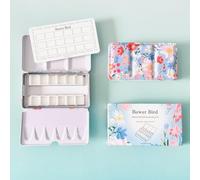 Bower Bird Empty Watercolor Palette, Metal Tin Palette for Artist Watercolors,unique pattern Metal Watercolor Paint Tin for Watercolors Oils and Gouache (12 Wells)