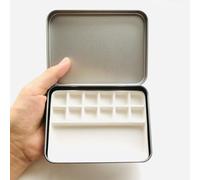 Bower Bird Travel Watercolor Palette, Portable Ceramic 12 Well Metal Paint Box with Porcelain Palette