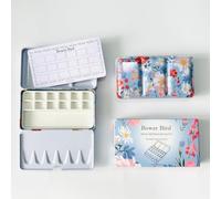 Bower Bird Travel Watercolor Palette,Portable Ceramic Palette 16 Well,Empty Paint Palette,Small Travel Metal Paint Boxwith Porcelain Palette (12Well)