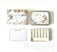Bower Bird Travel Watercolor Palette,Portable Ceramic Palette 6 Well,Empty Paint Palette,Small Travel Metal Paint Boxwith Porcelain Palette (18-Well)