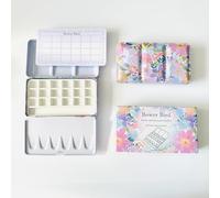 Bower Bird Travel Watercolor Palette,Portable Ceramic Palette,Empty Paint Palette,Small Travel Metal Paint Boxwith Porcelain Palette (18Well)