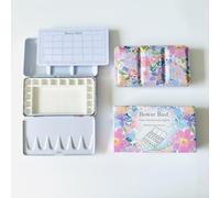 Bower Bird Travel Watercolor Palette,Portable Ceramic Palette,Empty Paint Palette,Small Travel Metal Paint Boxwith Porcelain Palette (16Well)