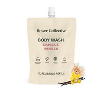 Bower Collective Dahlia & Vanilla Natural Body Wash Refill Pouch 1 Litre, Shower Gel with Essential Oils, Moisturising Body Wash, Zero Plastic Waste