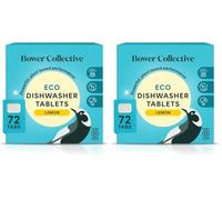Bower Collective Eco Dishwasher Tablets 144 Pack, Plastic Free Natural Dishwasher Pods, Plant Based, 87% Naturally Derived, Biodegradable Water Soluble Wrapper