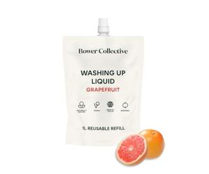 Bower Collective Grapefruit Natural Washing Up Liquid Refill 1 Litre, Eco Friendly Dish Soap with Essential Oils, Non Toxic Plant Based Dishwashing Liquid