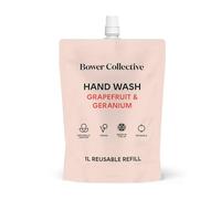 Bower Collective Antibacterial Liquid Hand Soap Refill | Moisturising Natural Hand Wash Refill for Sensitive Hands | Geranium & Grapefruit, 1L