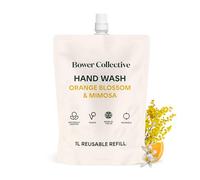 Bower Collective Natural Antibacterial Liquid Hand Soap Refill, Orange Blossom & Mimosa Handwash Refill, Eco-Friendly Soap, 1 Litre, 300+ Washes