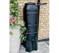 Bowers Bargains 100L Slimline Water Butt Set, Garden Rain Collection Tank with Stand and Downpipe Filler Kit, Black