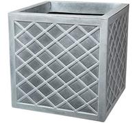 Bowers Bargains Lazio Square Planter, Pewter, 31cm, Lattice Design (31CM)