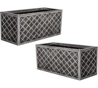 Bowers Bargains Lazio Trough Planter, Pewter, Lattice Design (Lazio Trough 2 Pack)
