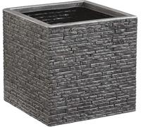 Bowers Bargains Square Plastic Planter, Grey Brick Stone Effect, 38cm (38)