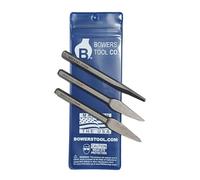 Bowers Tool Co. 3pc 5/32 Diamond 1/4in Cape and Round Chisel Set w Pouch MADE IN USA