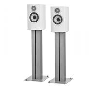 Bowers & Wilkins 607 S3 Bookshelf Speakers White with FS-600 S3 Silver Stands