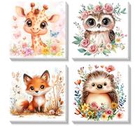 BOWETILE 4 Pack Animals Framed Paint by Numbers for Children, Painting by Numbers Kit for Kids Ages 4-8-12, Painting Kits for Kids Beginner, DIY Acrylic Pigment Drawing Paintwork for Home Decor20x20cm