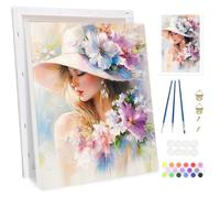 BOWETILE Beautiful Girl Framed Paint by Numbers for Adults, Halloween Landscape Painting by Numbers Kit for Adults Beginners Canvas Kit,DIY Color Oil Painting Acrylic Paints for Home Wall Decor30x40cm
