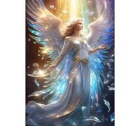 Bowetile DIY Diamond Painting Angel, Pure White Angel Diamond Art Painting Kits for Adults, Full Drill White Painting Rhinestone Embroidery Pictures for Beginners, Home Wall Decor 30x40 cm