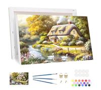 Bowetile Mountain Framed Paint by Numbers for Adults, Halloween Landscape Painting by Numbers Kit for Adults Beginners Canvas Kit, DIY Color Oil Painting Acrylic Paints for Home Wall Decor 20x30cm