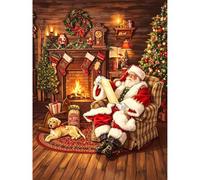 Bowetile Santa Diamond Painting Art Kits for Adults, Christmas Fireplace Gem Art Painting Kits, Full Drill Nightscape Painting Rhinestone Embroidery Pictures for Beginners, Home Wall Decor 30x40cm