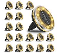 Bowfar 18 Pack Solar Ground Lights, IP65 Waterproof 12 LED Solar Garden Lights Outdoor with Upgraded Solar Panel, Warm White Disk Lights for Garden, Lawn, Walkway, Patio, Driveway, Pathway, Yard