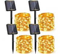 Bowfar 4 Pack Solar Fairy Lights Outdoor, 12M 120LED String Lights Weatherproof 8 Modes Copper Wire Garden Lights Solar Powered for Garden Balcony Wedding Party Christmas Decoration, Warm White