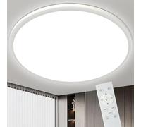 Bowfar 49CM LED Ceiling Light, 46W Round Ceiling Lamp 3000-6500K Ultra Thin, Bathroom Lights with Remote Control Dimmable for Living Room Bedroom Children's Room Kitchen Office, White