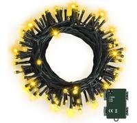 Bowfar Battery Christmas Lights, 10M 100 LED Warm White String Fairy Lights Battery Operated with 6h Timer, Waterproof Christmas Tree Lights for Indoor Outdoor Christmas Decorations(Dark Green Cable)