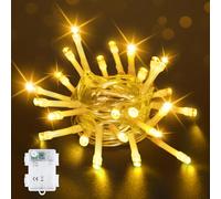 Bowfar Battery Fairy Lights, 2M 20 LED Warm White Fairy Lights Battery Operated with 6h Timer, IP65 Waterproof Christmas String Lights for Jar Garden Indoor Outdoor Christmas Decorations(Clear Cable)