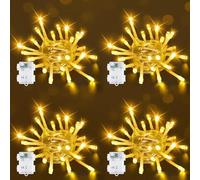 Bowfar Battery Fairy Lights, 2M 20 LED Warm White Fairy Lights Battery Operated with 6h Timer, Waterproof Christmas String Lights for Garden Indoor Outdoor Christmas Decorations(4 Pack, Clear Cable)